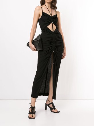 Dion Lee gathered butterfly maxi dress in black – strappy ruched cut out dresses