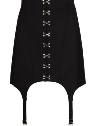 Dion Lee suspender-detail corset mini skirt in black – womens edgy style fashion – fitted lingerie inspired skirts - flipped