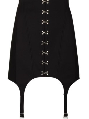 Dion Lee suspender-detail corset mini skirt in black – womens edgy style fashion – fitted lingerie inspired skirts
