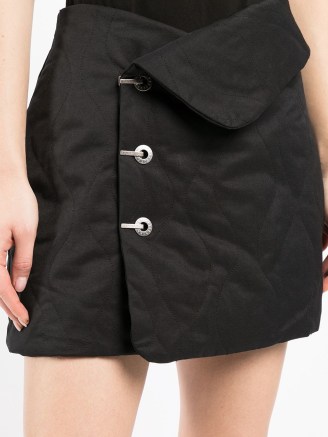 Dion Lee wave quilted mini skirt | black fold over waist skirts | womens edgy fashion - flipped