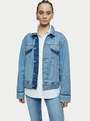 JIGSAW Faded Edge Denim Jacket – womens casual tonal blue jackets - flipped