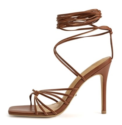 TONY BIANCO Feliz Rust Nappa 10.5cm Heels ~ brown leather square toe sandals ~ wrap-around ankle strap high heels ~ strappy stiletto heel shoes