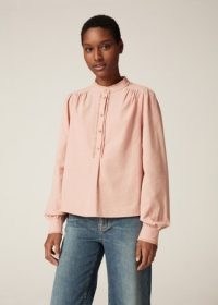 Fluid Corduroy Blouse Dusted Rose – ME and EM blouses – womens pink cord fashion