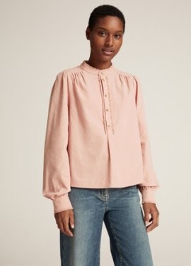 Fluid Corduroy Blouse Dusted Rose – ME and EM blouses – womens pink cord fashion - flipped