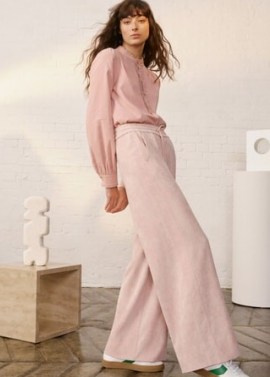 Fluid Corduroy Wide-Leg Track Pant Dusted Rose ~ pink soft cord joggers ~ ME and EM fashion - flipped