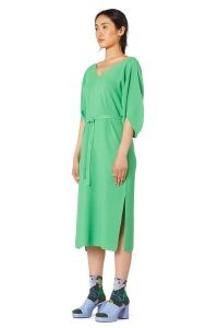 gorman JENNY KNIT DRESS ~ chic green balloon sleeve tie waist dresses