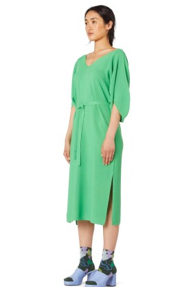 gorman JENNY KNIT DRESS ~ chic green balloon sleeve tie waist dresses