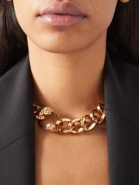 VERSACE Greca chain necklace ~ women’s chunky statement necklaces ~ womens gold tone designer jewellery