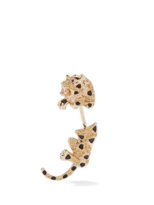 YVONNE LÉON Leopard spinel, sapphire & 9kt gold single earring – animal themed jewellery - flipped