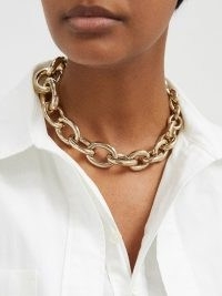 JACQUEMUS Noli necklace – women’s gold tone chunky chain necklaces – womens luxe look statement jewellery