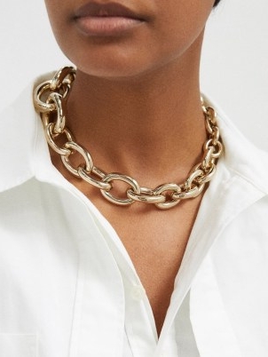 JACQUEMUS Noli necklace – women’s gold tone chunky chain necklaces – womens luxe look statement jewellery