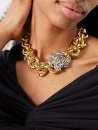 BEGUM KHAN Tortoise crystal & 24kt gold-plated necklace ~ chunky statement necklaces ~ evening event jewellery