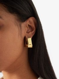 BOTTEGA VENETA Triangle 18kt gold-plated hoop earrings ~ contemporary chunky hoops