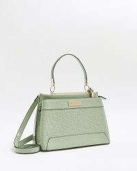 River Island GREEN RI MONOGRAM EMBOSSED TOTE BAG – chic fashion handbags