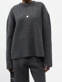 ALTU Merino-blend rib-knit sweater ~ womens cut out detail sweaters