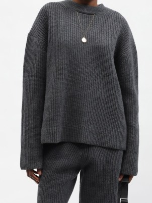 ALTU Merino-blend rib-knit sweater ~ womens cut out detail sweaters - flipped