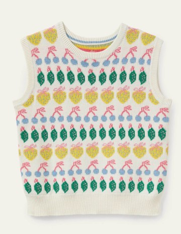Boden Harriet Tank Top Ivory Fruit / womens sweater vests with fruit / women’s fruity knitted tank top