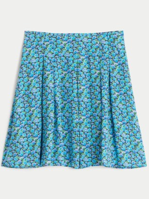 Jigsaw Hydrangea Printed Mini Skirt | women’s blue floral short length flippy hem skirts - flipped
