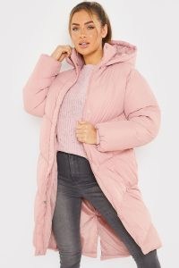 JAC JOSSA BLUSH LONGLINE PUFFER COAT ~ pink hooded coats ~ padded outerwear