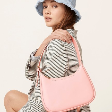 J.Crew Copenhagen shoulder bag in leather | pink leather structured handbags - flipped