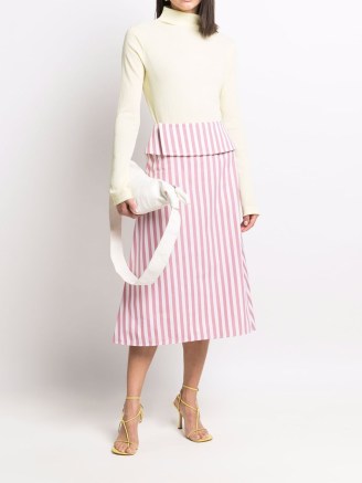 Jil Sander stripe pattern A-line skirt – pink candy striped skirts - flipped