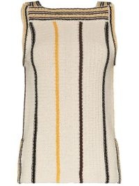Jil Sander striped tank top – womens chic beige tanks ~ square neck vest tops
