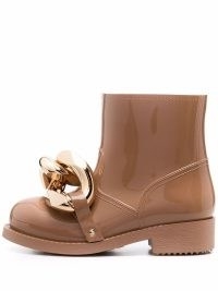 JW Anderson Chain rubber ankle boots in tobacco brown ~ chunky chains on women’s footwear