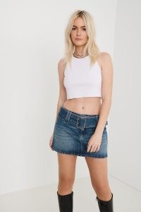 Garage Clothing Belted Micro Denim Skirt Tabitha Blue | low rise waist mini skirts | wide belt | retro fashion