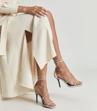 Reiss KALI HIGH LEATHER STRAPPY WRAP SANDALS OFF WHITE / glamorous ankle tie high heels