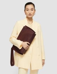 Joseph Leather Clutch Bag in Grape | large wrist strap bags | luxe minimalist handbags