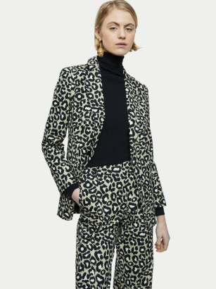 JIGSAW Leopard Print Jacket Khaki – womens green animal print jackets - flipped