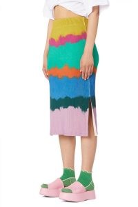 gorman LIVING COLOURS KNIT SKIRT | organic cotton dip dye effect knit skirts | side split hem | multicoloured