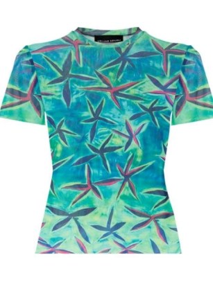 Louisa Ballou starfish-print sheer-design T-shirt blue/green / womens short sleeved printed tee / women’s ocean inspired t-shirts - flipped