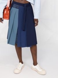 Marni colour-block panel skirt – women’s blue tonal pleated skirts – womens colourblock designer fashion