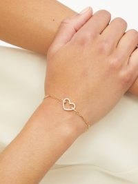 YVONNE LÉON Diamond & 18kt gold heart charm bracelet ~ luxe bracelets ~ womens fine jewellery