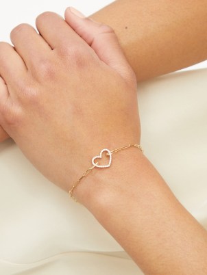 YVONNE LÉON Diamond & 18kt gold heart charm bracelet ~ luxe bracelets ~ womens fine jewellery - flipped
