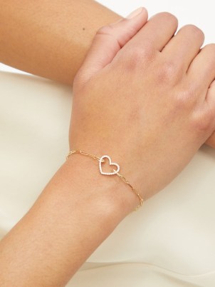 YVONNE LÉON Diamond & 18kt gold heart charm bracelet ~ luxe bracelets ~ womens fine jewellery