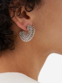 BOTTEGA VENETA Disc cubic zirconia & sterling-silver earrings ~ glamorous evening hoops ~ women’s designer occasion jewellery