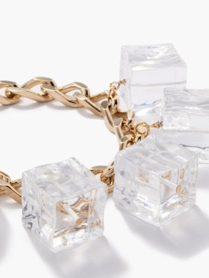 JACQUEMUS Gourmette Glaçons ice-cube chain bracelet ~ clear charm embellished bracelets ~ designer fashion jewellery - flipped
