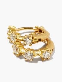 JADE TRAU Kismet mini diamond & 18kt gold earrings | luxe triple diamond huggies