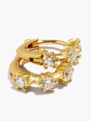 JADE TRAU Kismet mini diamond & 18kt gold earrings | luxe triple diamond huggies - flipped