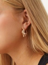 BOTTEGA VENETA Knotted 18kt gold-plated hoop earrings ~ chunky knot detail hoops