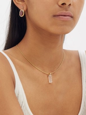 JADE JAGGER Rocktagon moonstone, diamond & 18kt gold necklace | women’s fine boho style jewellery | luxe pendants | bohemian inspired pendant necklaces