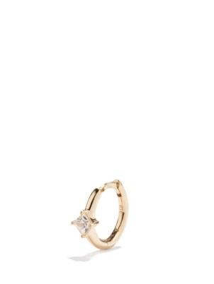 OTIUMBERG Sapphire & 9kt gold single hoop earring – white sapphires – small luxe hoops - flipped