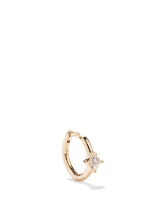 OTIUMBERG Sapphire & 9kt gold single hoop earring – white sapphires – small luxe hoops