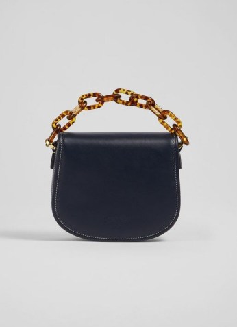 L.K. BENNETT MINI MOLLY MIDNIGHT LEATHER SHOULDER BAG – chunky chain top handle bags
