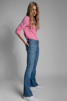 Zadig&Voltaire Miss CP Arrow Sweater Cashmere ~ women’s pink sweaters ~ glittering motifs on womens jumpers - flipped