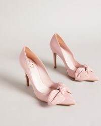 Ted Baker HYANA Moire Satin Bow 100mm Court Shoe – dusky pink occasion courts – pretty high heel pointed toe shoes – satin party heels