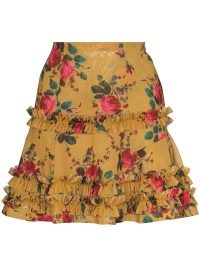 Molly Goddard Lester floral-print skirt | ruffle trim mini skirts