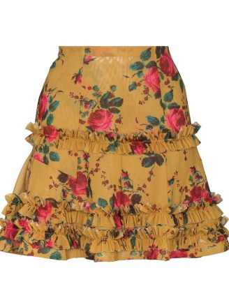 Molly Goddard Lester floral-print skirt | ruffle trim mini skirts - flipped